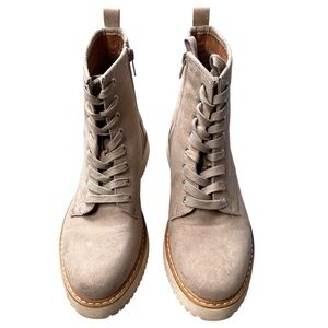 MADDEN GIRL Kurrt Combat Boots Women's 9M Sand Fab Light Brown Lace Up